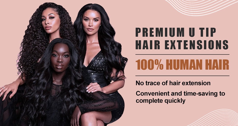 Experience a natural blend with our U-tip hair extensions, made from human hair for a subtle and graceful transformation, ensuring a seamless and invisible appearance